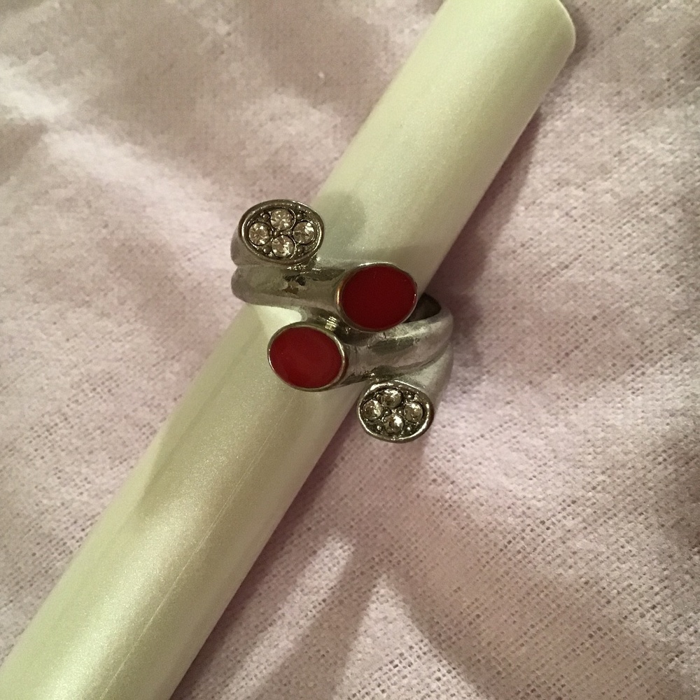 Elegant Silver and Red Women's Ring